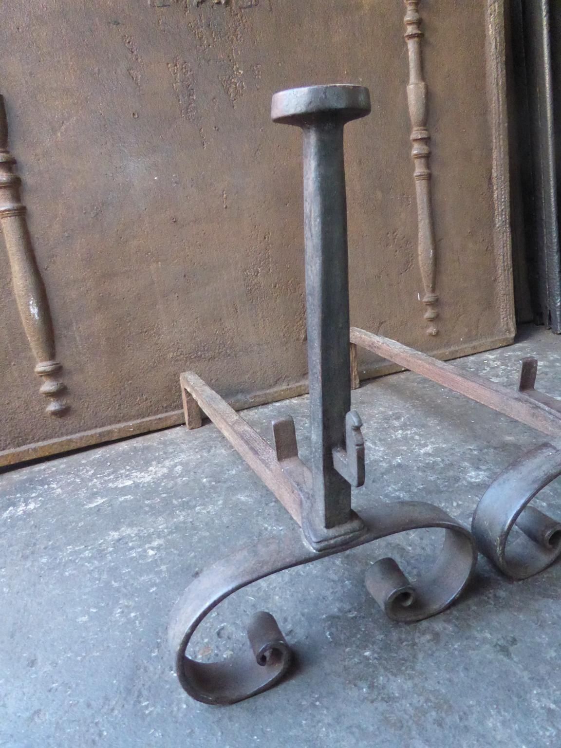 Hand Forged French Napoleon III Andirons Or Firedogs, 19th Century photo Home Fixtures