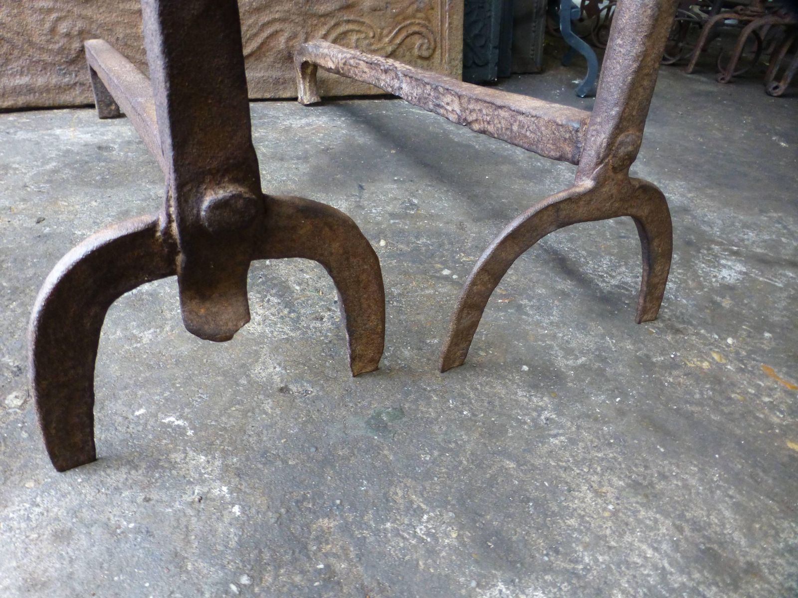 18th Century Horseshoe Andirons, Firedogs photo vinterior