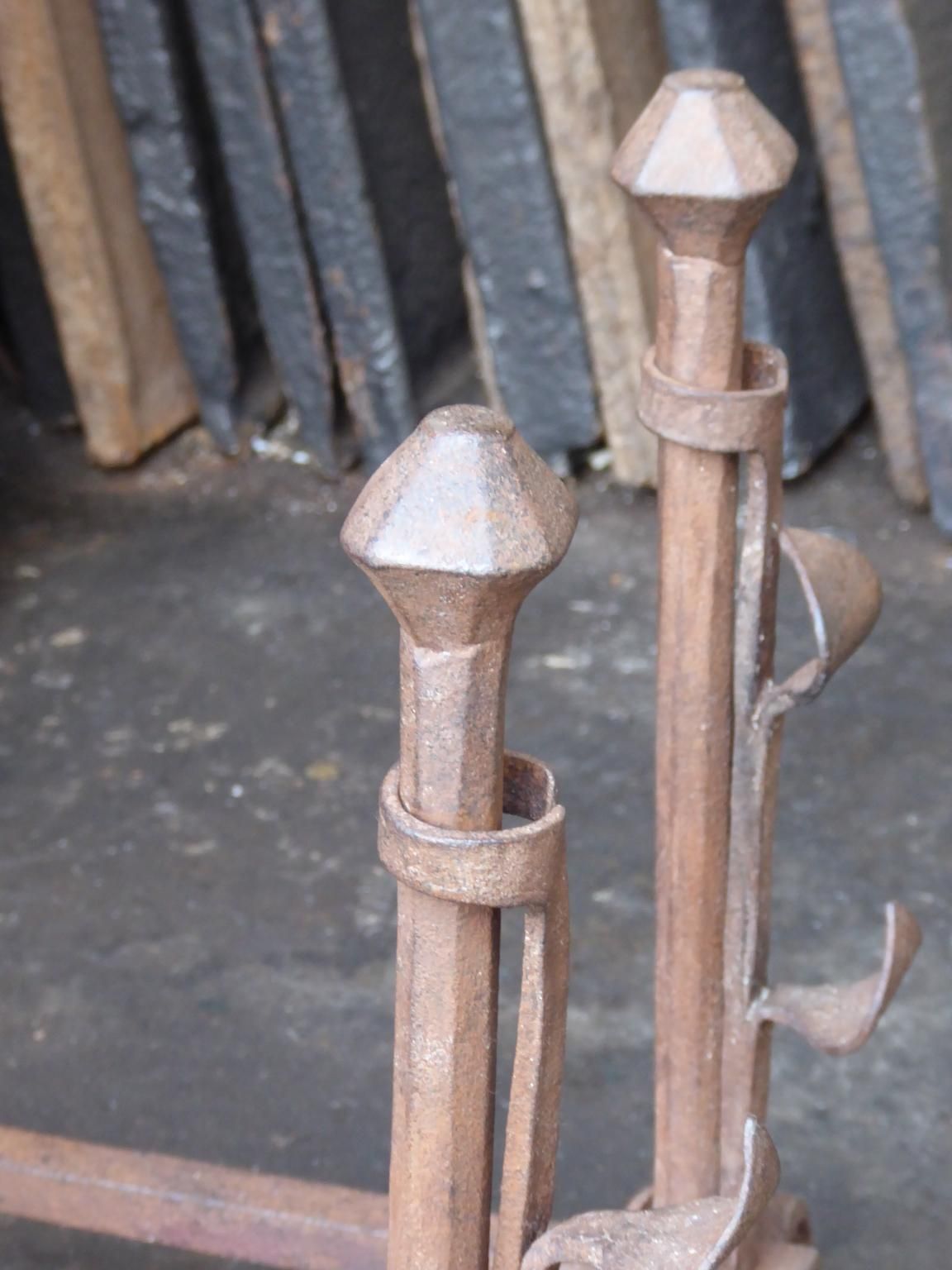 photo furniture Hand Forged French Napoleon III Andirons Or Firedogs, 19th Century