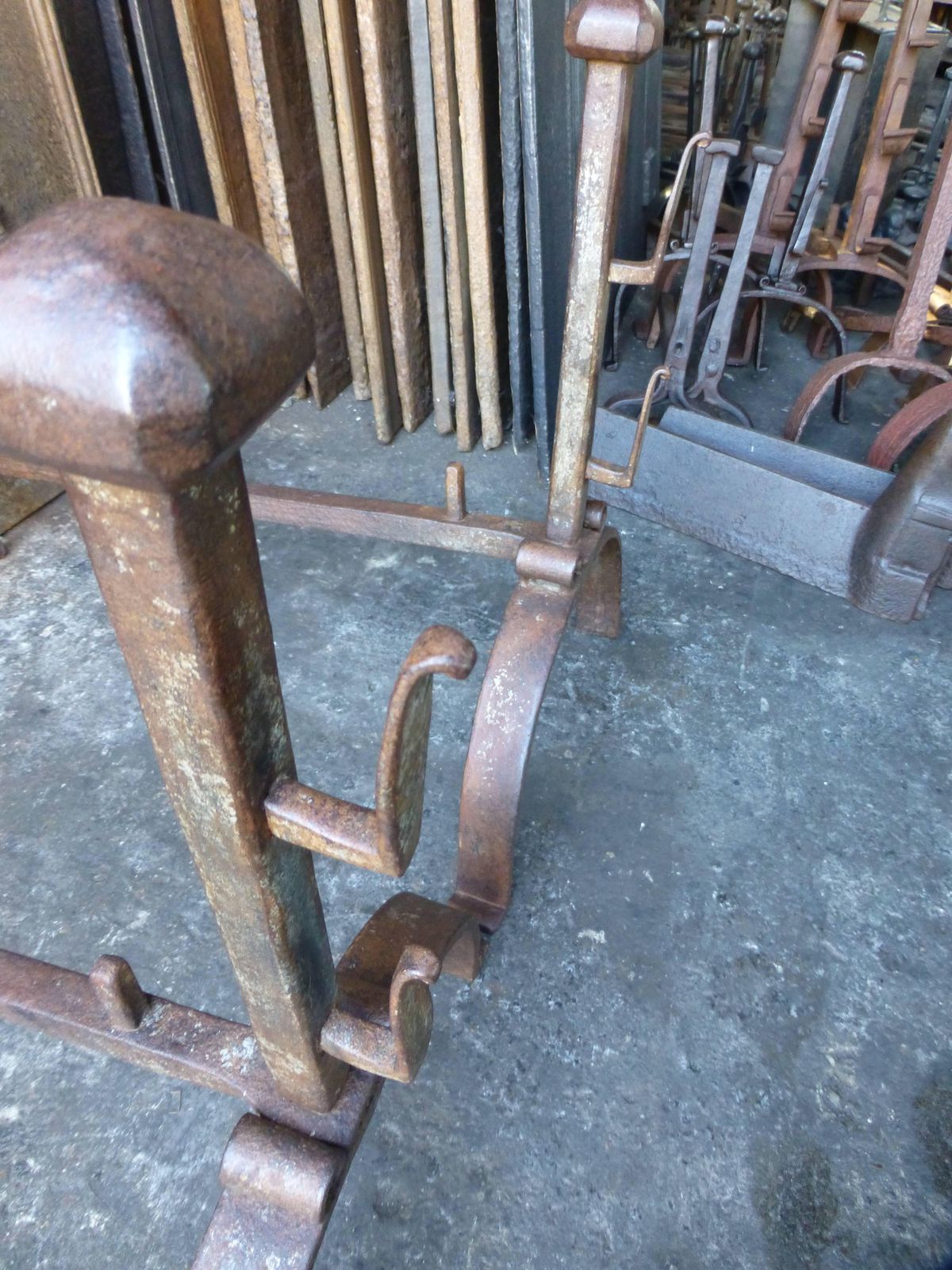 19th Century French Napoleon III Andirons, Firedogs photo for sale