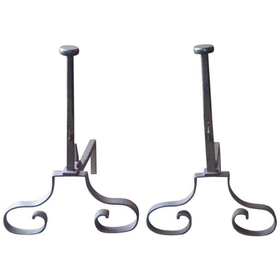 Antique French Louis XV Style Andirons Or Firedogs