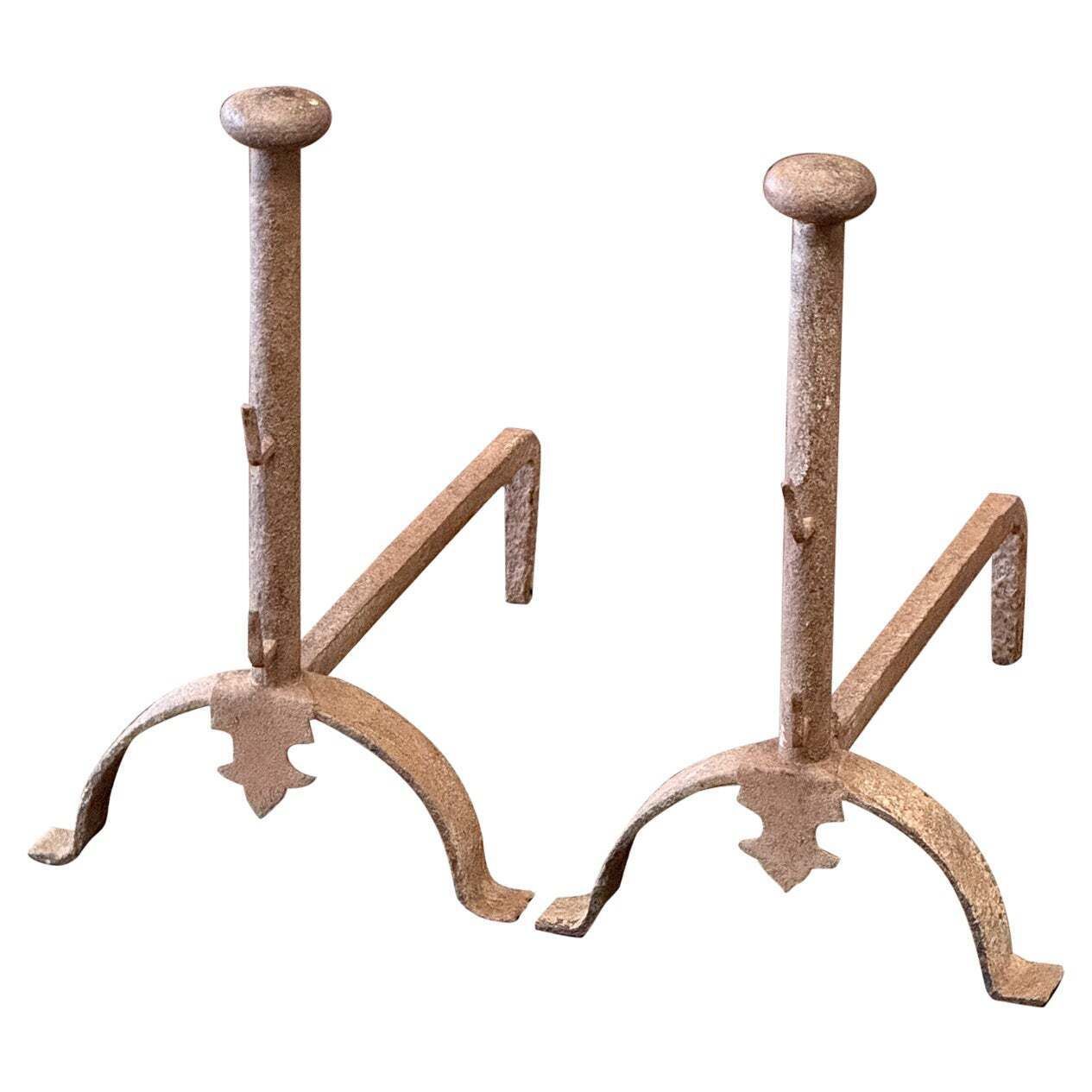 French Napoleon III Style Andirons Or Firedogs, Early 20th Century