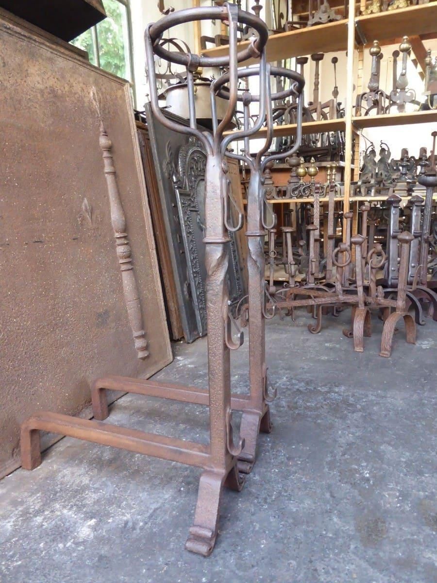 Home Fixtures 20th Century French Gothic Style Andirons Or Firedogs photo