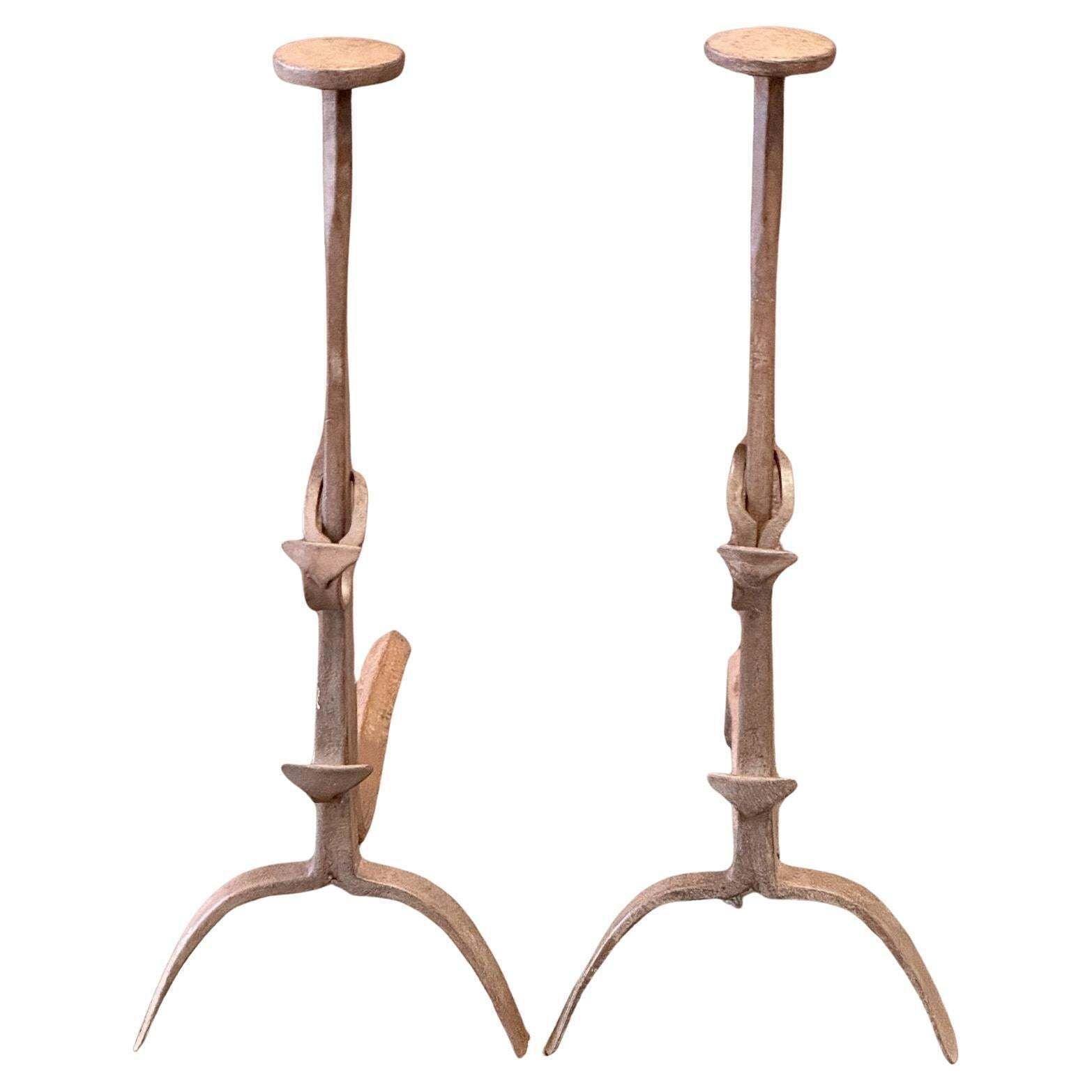 18th Century French Louis XV Period Andirons Or Firedogs