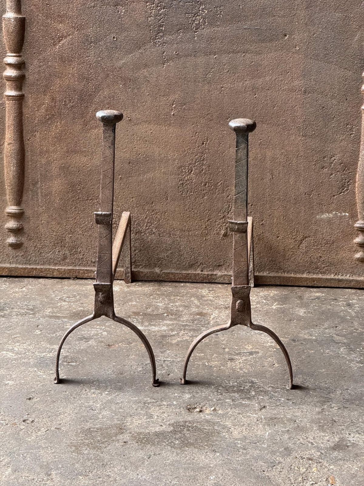 French Gothic Andirons Or Firedogs, Gothic Period, 17th Century photo furniture