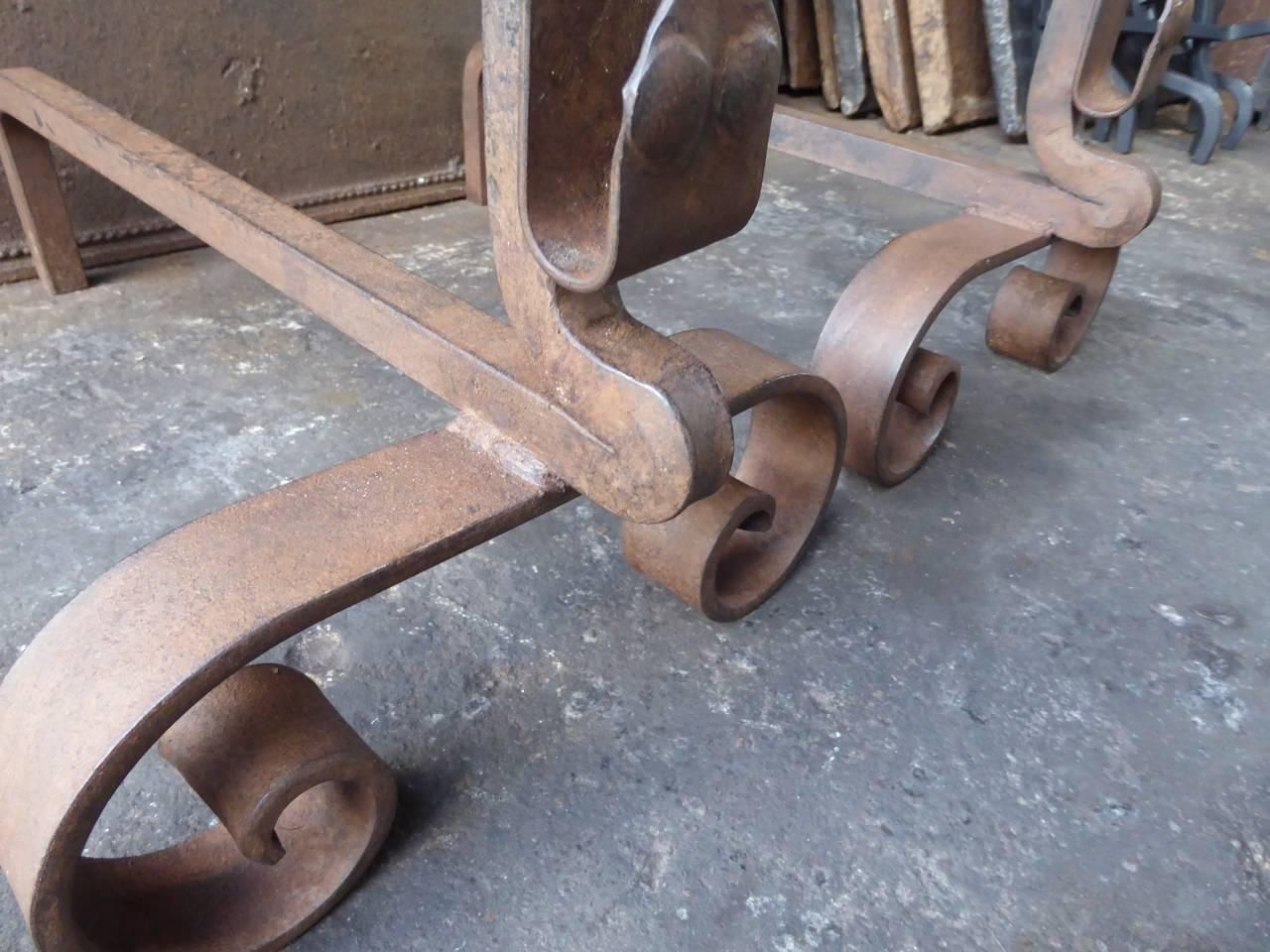 French Wrought Iron Cup Dogs Or Andirons photo vinterior