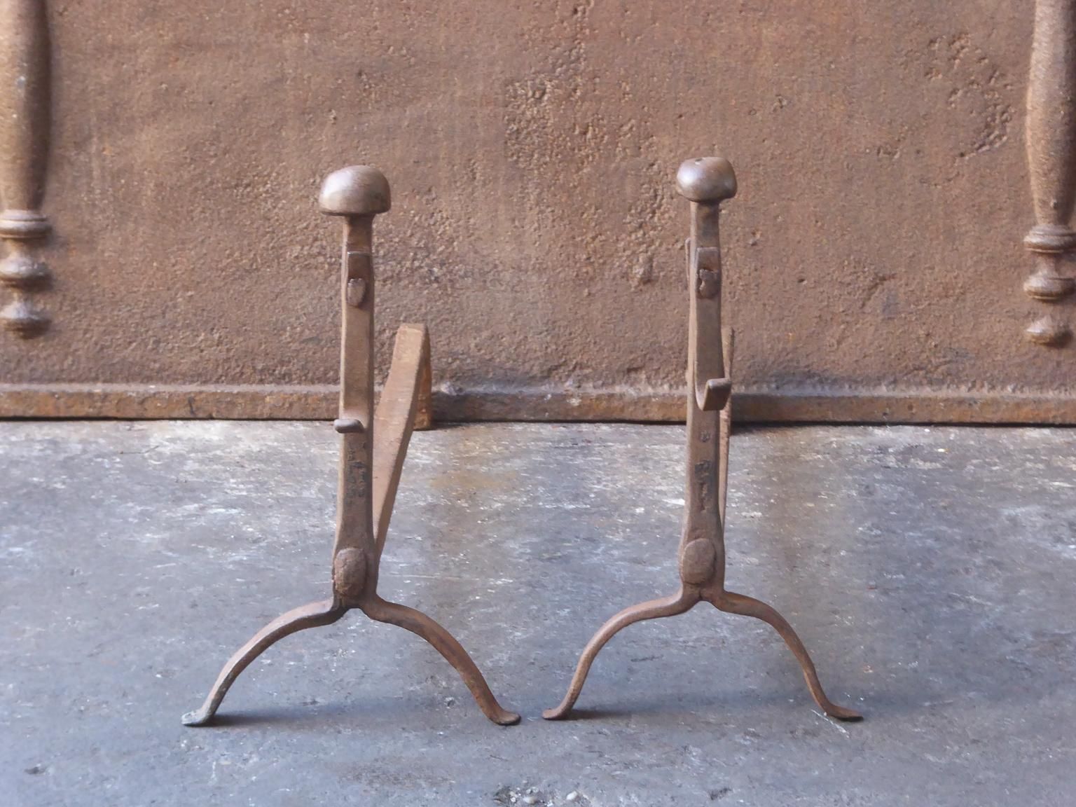 17th 18th Century French Gothic Andirons Or Firedogs photo furniture