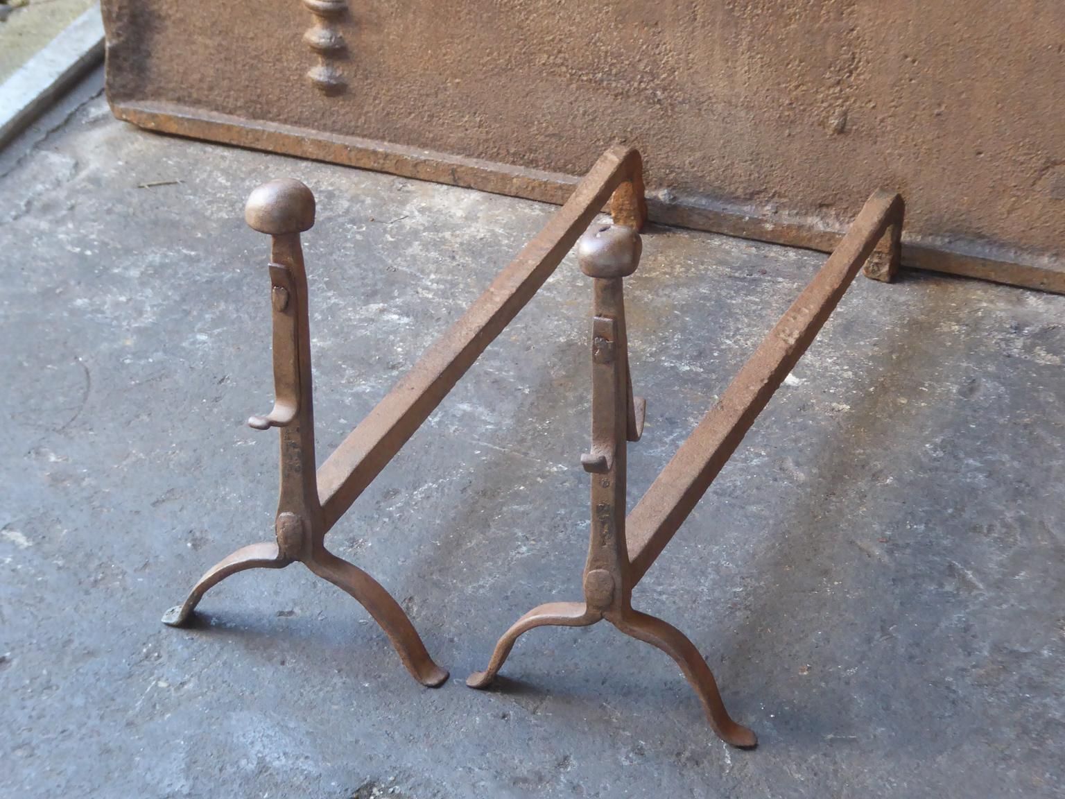 17th 18th Century French Gothic Andirons Or Firedogs photo Home Fixtures