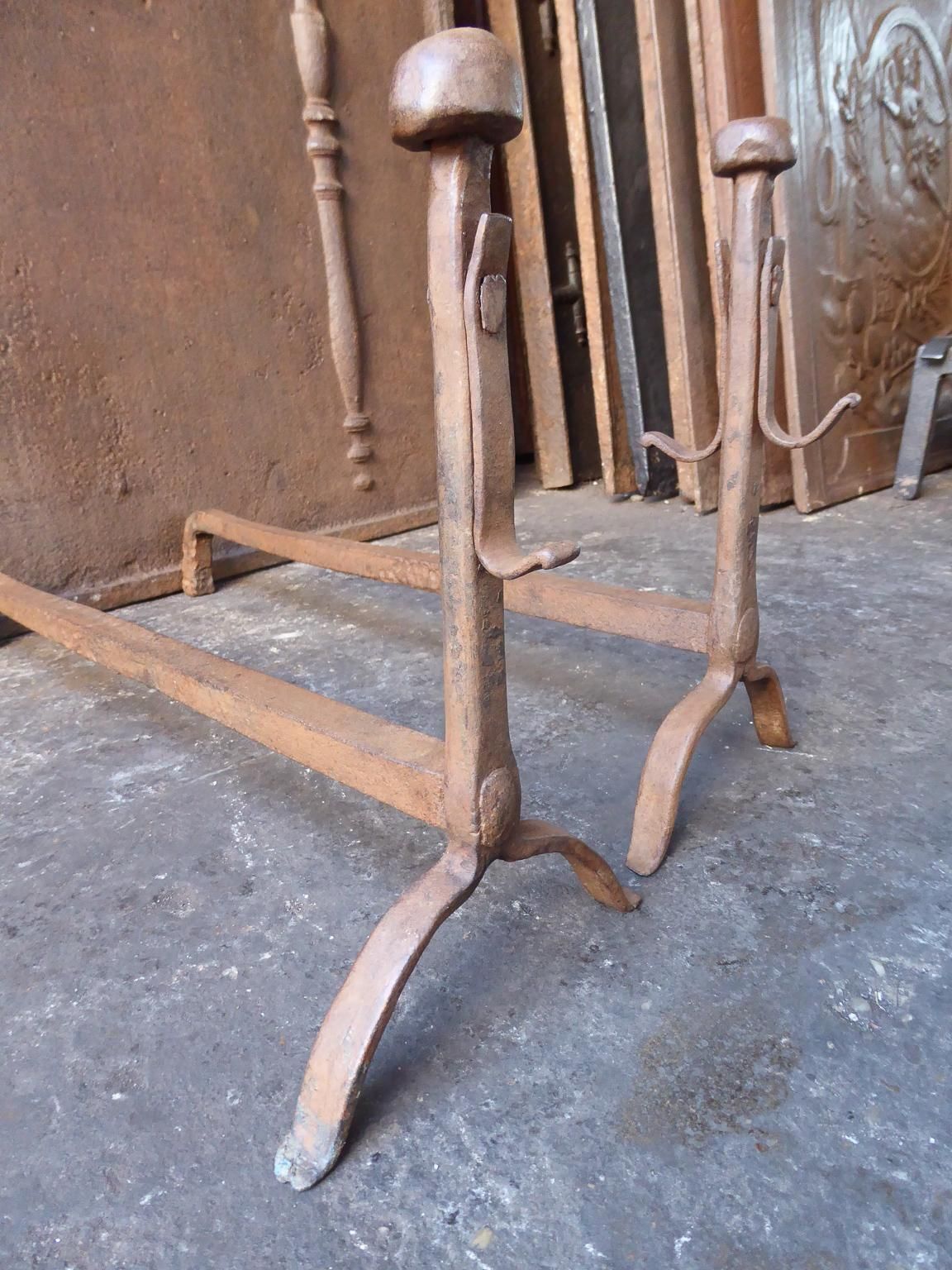 17th 18th Century French Gothic Andirons Or Firedogs photo vinterior