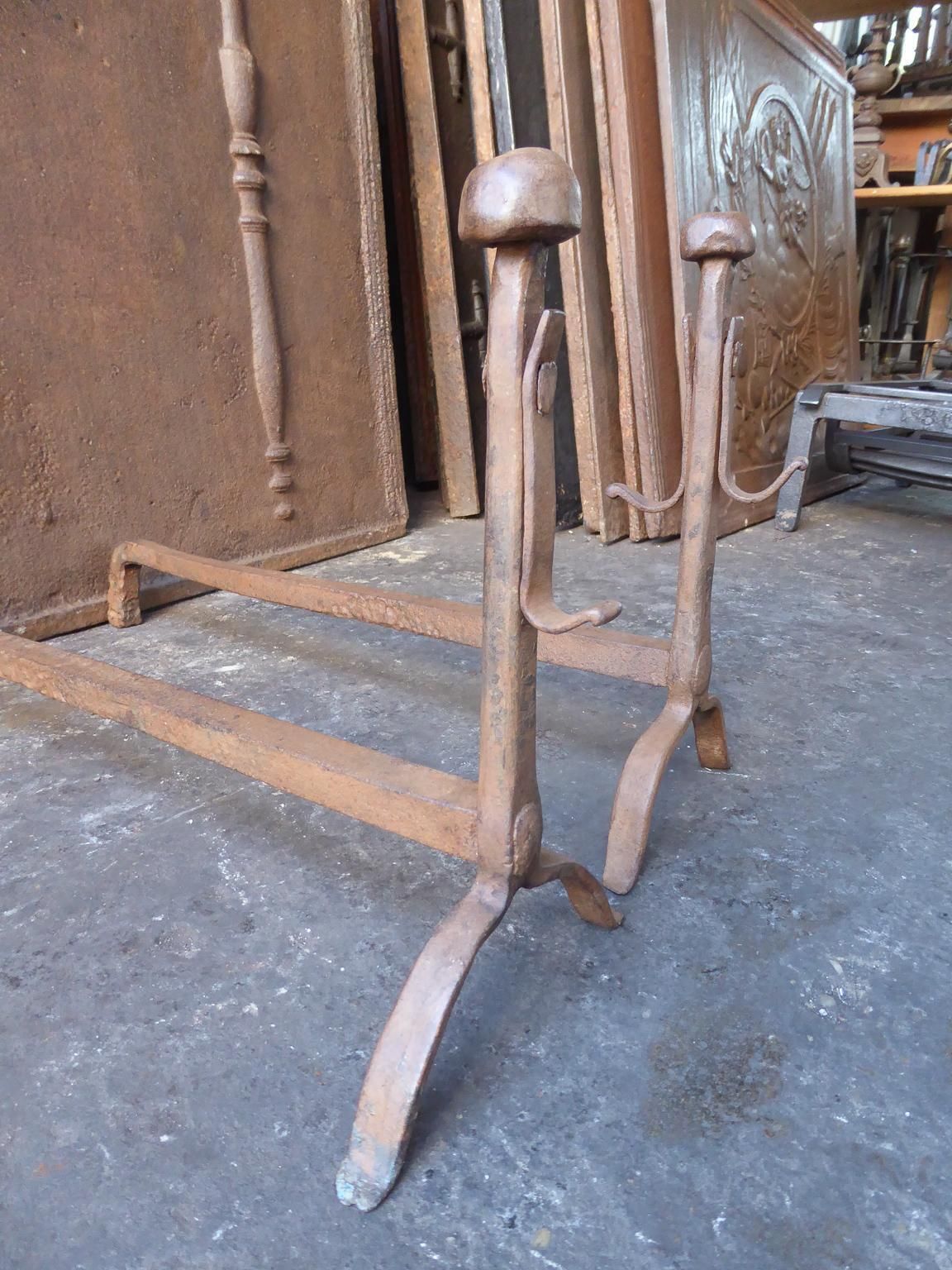 photo for sale 17th 18th Century French Gothic Andirons Or Firedogs