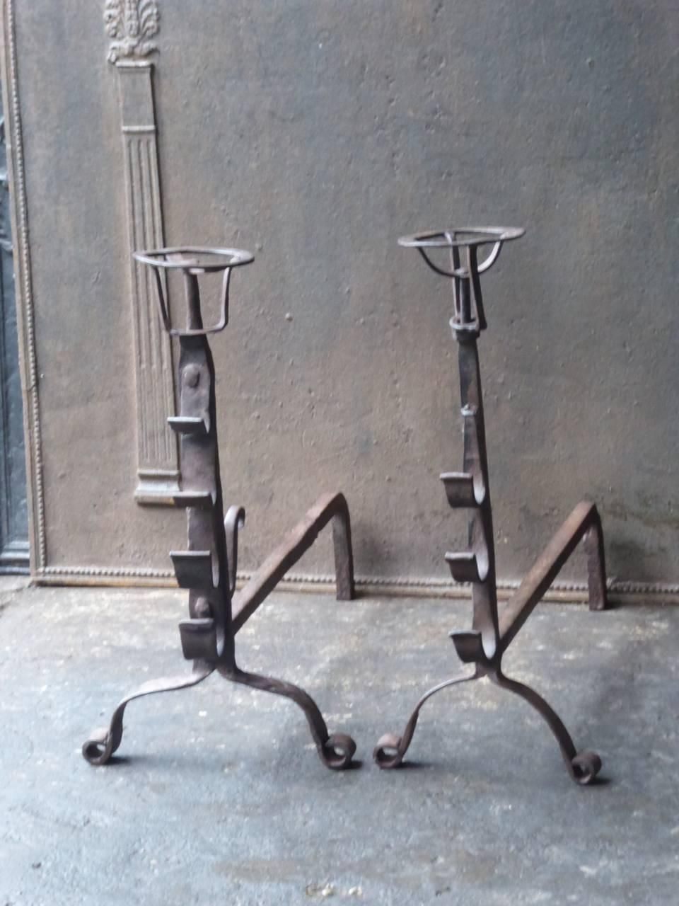 17th 18th Century Large French Andirons Or Firedogs photo furniture