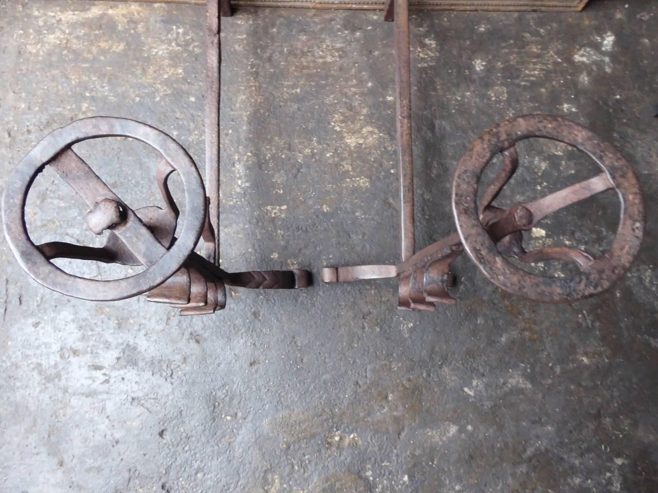 17th 18th Century Large French Andirons Or Firedogs photo for sale
