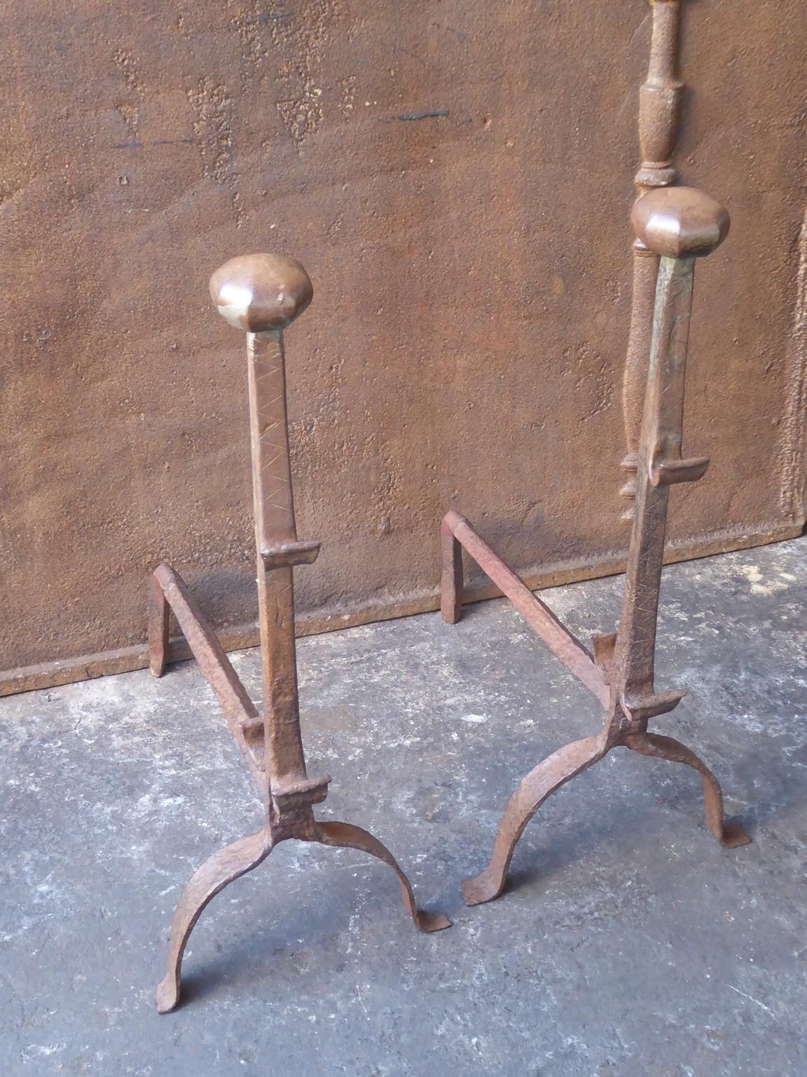 17th Century French Gothic Andirons Or Firedogs photo vinterior