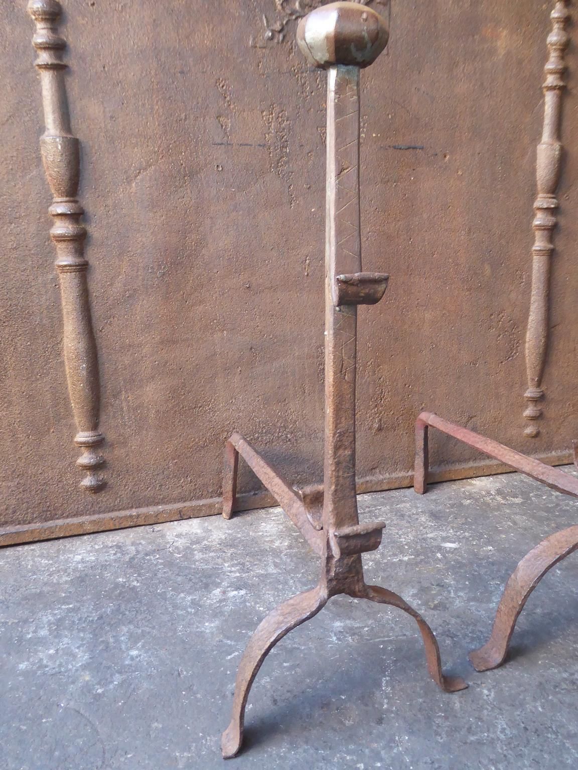 17th Century French Gothic Andirons Or Firedogs photo buy