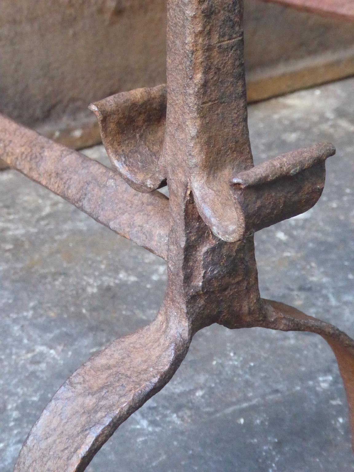 405.0 17th Century French Gothic Andirons Or Firedogs photo