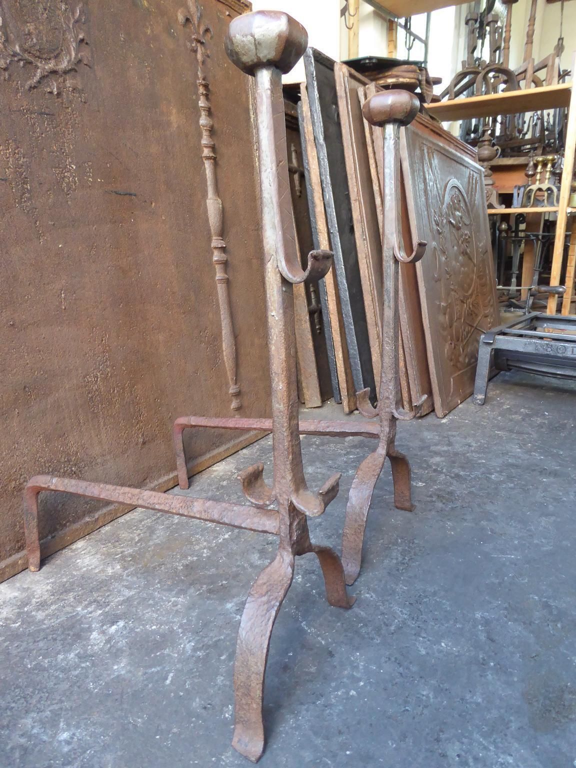 photo buy 17th Century French Gothic Andirons Or Firedogs