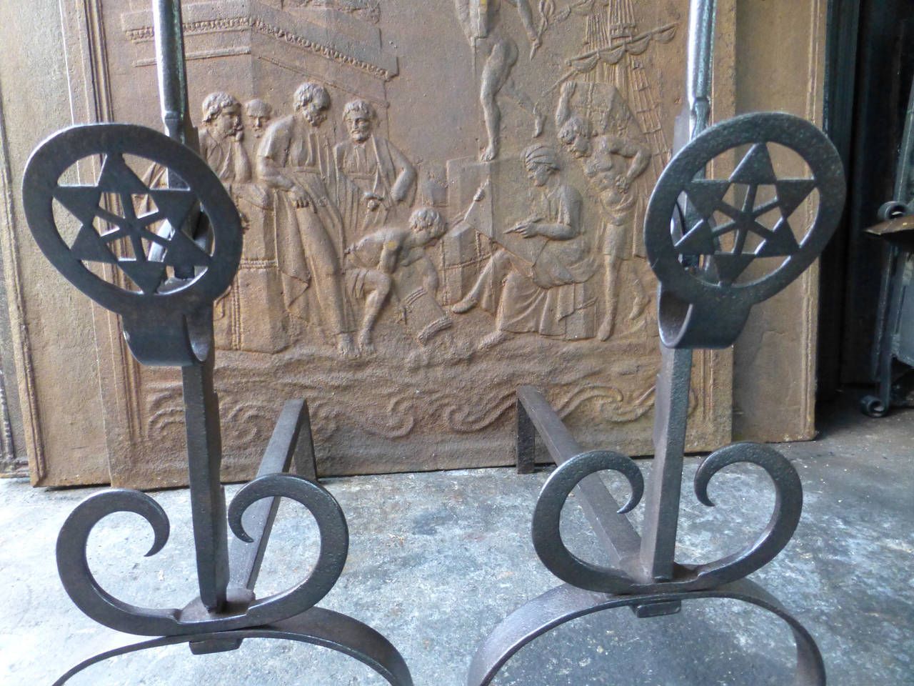 19th Century French Napoleon III Andirons, Fire Dogs photo for sale
