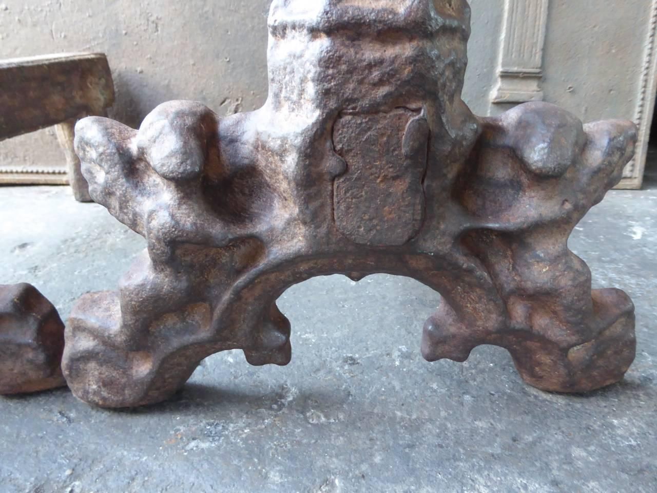 Large 19th 20th Century French Andirons Or Firedogs photo buy