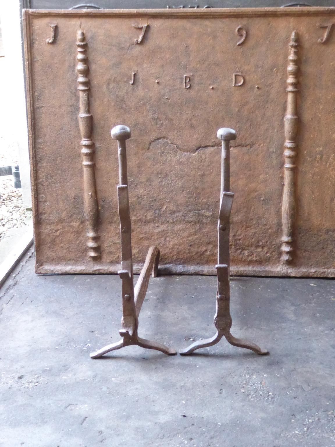 French Gothic Andirons Or Firedogs, 17th 18th Century photo furniture
