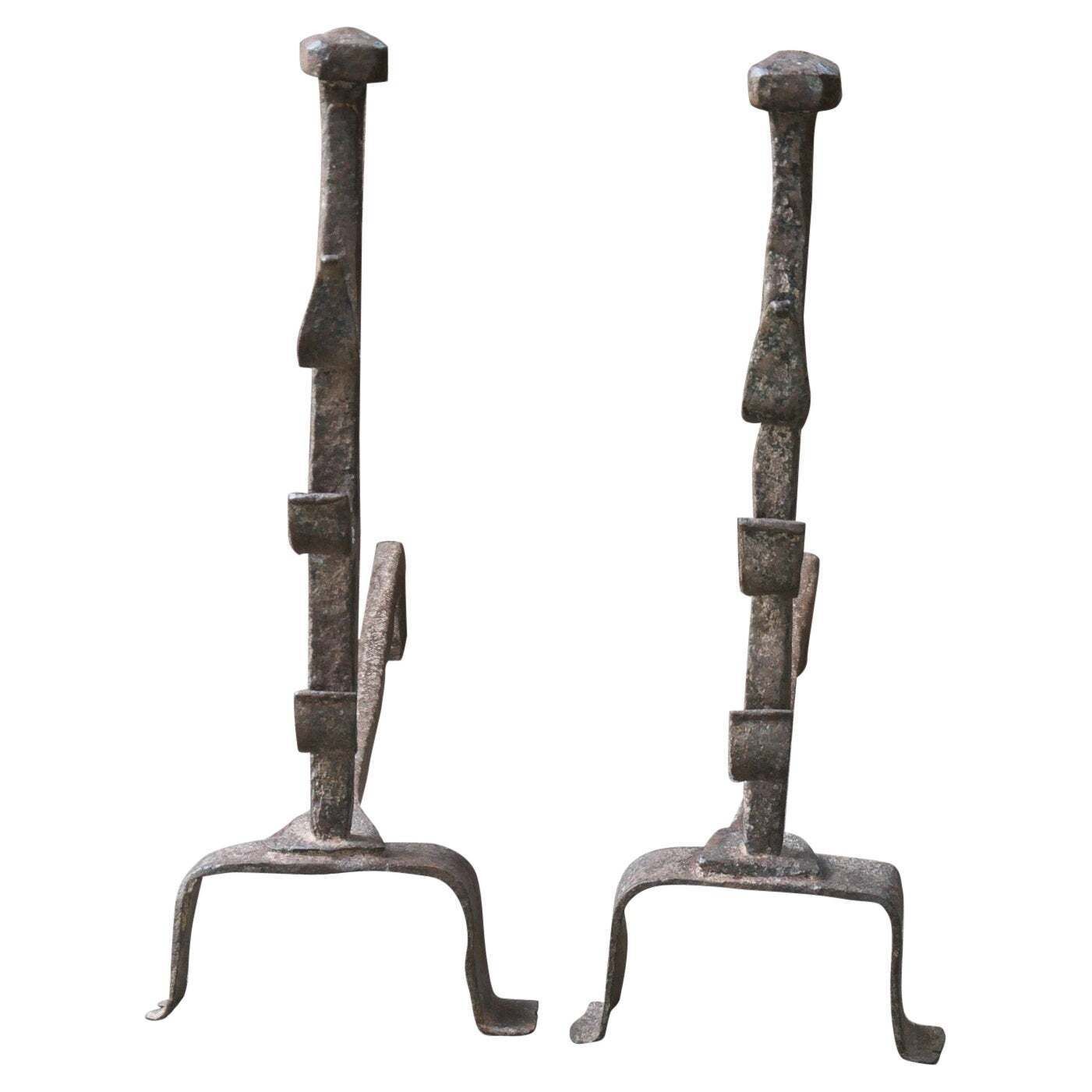 18th 19th Century French Neoclassical Period Andirons Or Firedogs