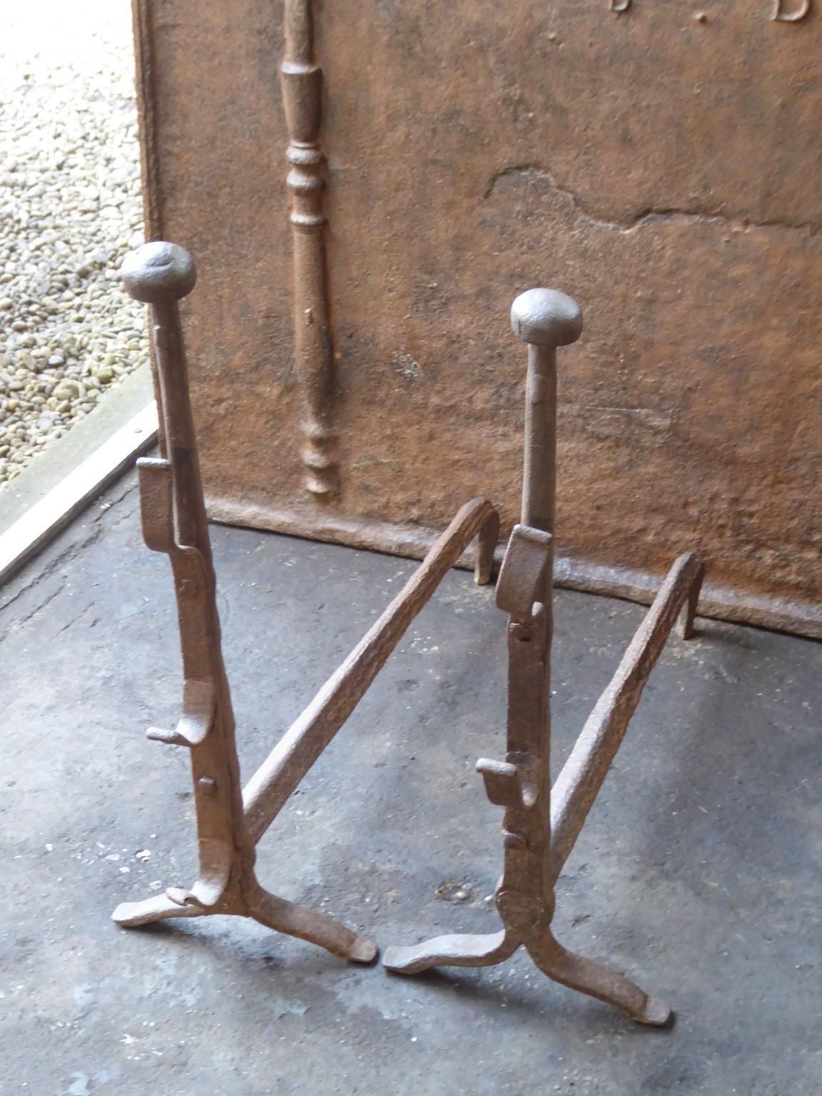 French Gothic Andirons Or Firedogs, 17th 18th Century photo Home Fixtures