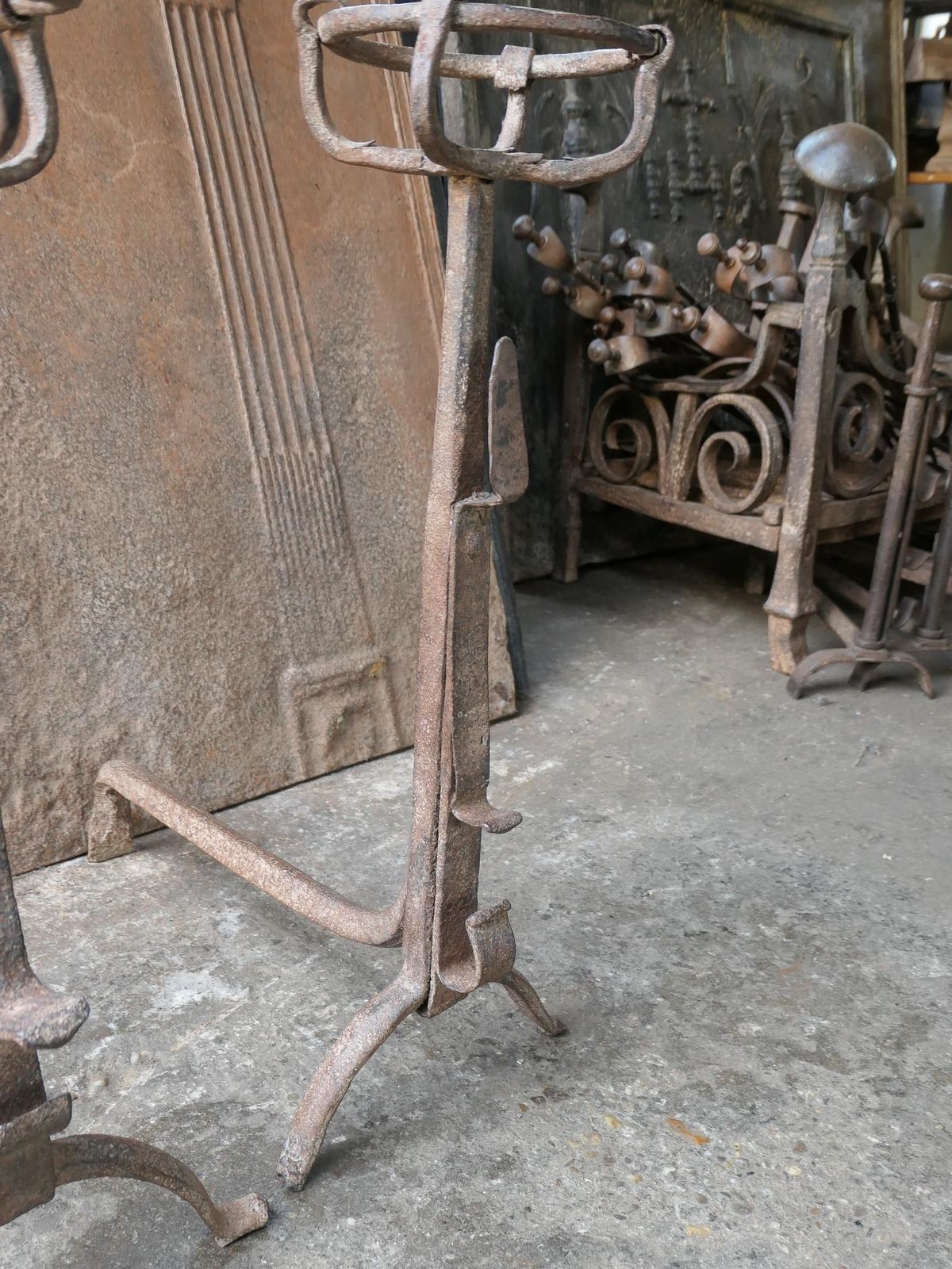 photo for sale Early 18th Century Gothic Style Firedogs Or Andirons