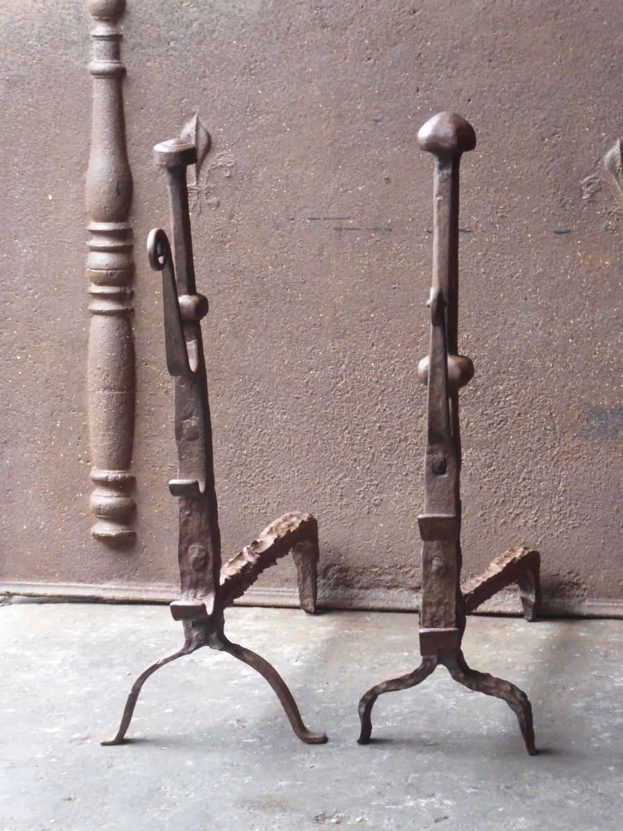 17th Century Louis XIII 'Marriage' Andirons, Firedogs photo furniture