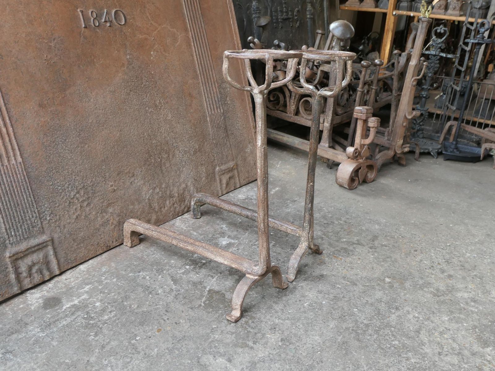 photo vinterior 18th Century French Fire Andirons, Gothic Style