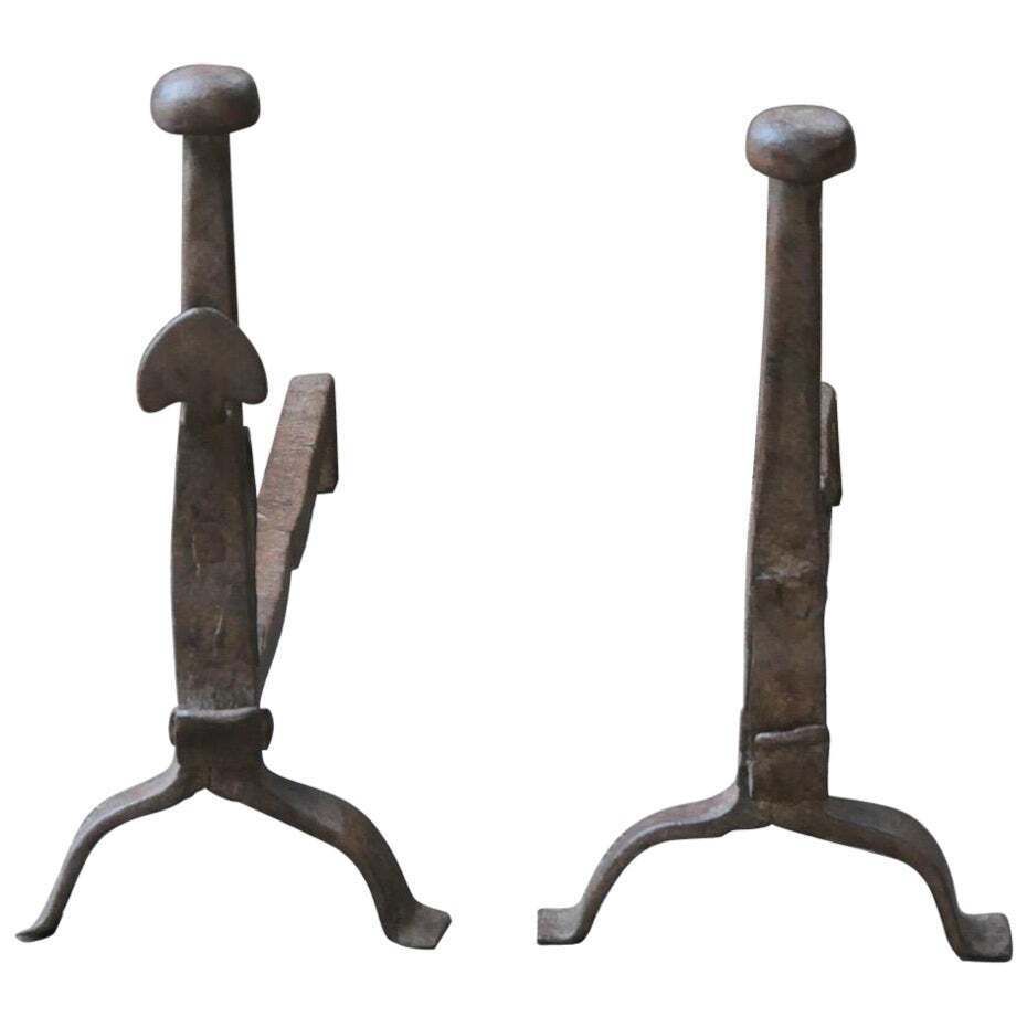 French Louis XV Period Fire Andirons, 18th Century