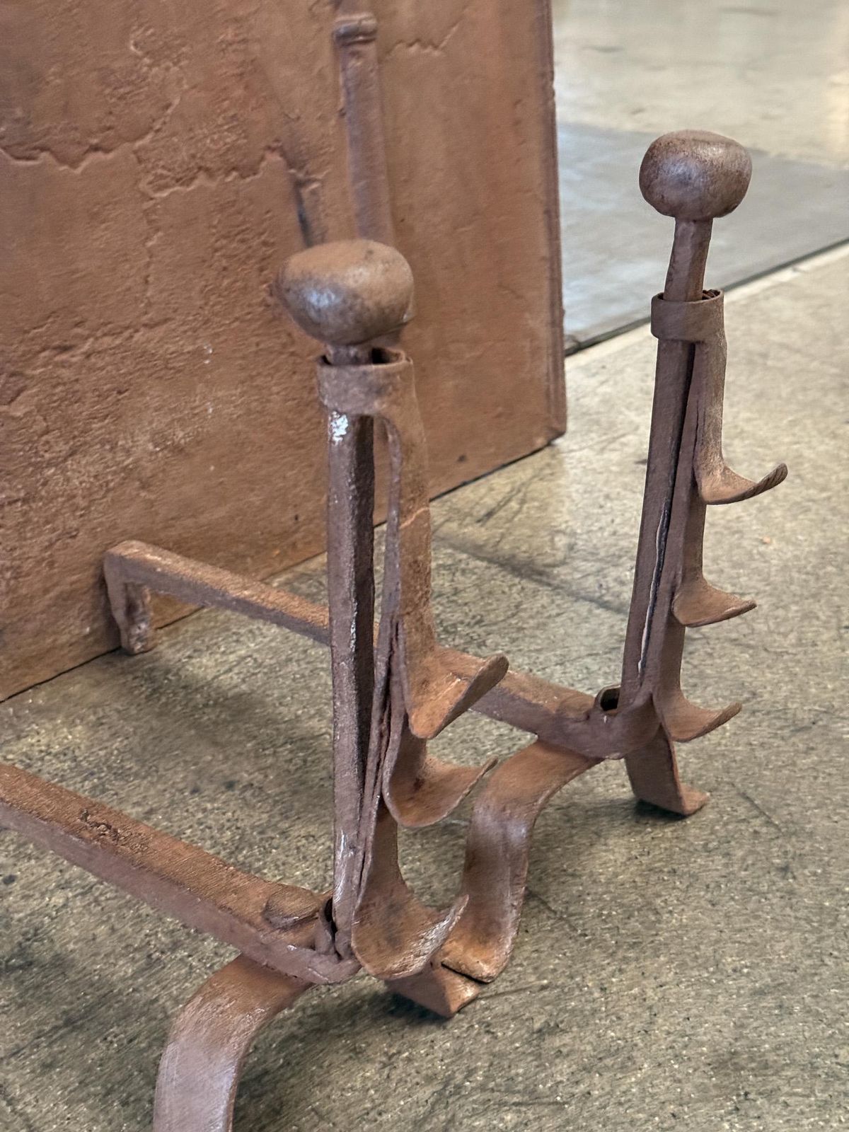 French Louis XV Fire Andirons, 18th Century Period photo Home Fixtures
