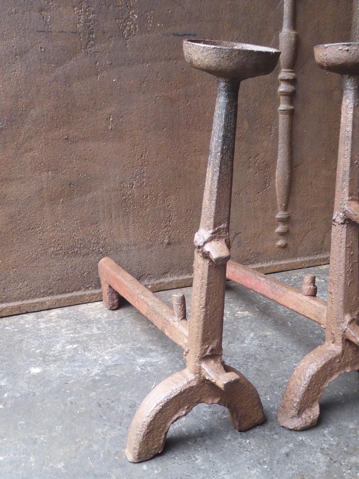 17th Century French Gothic Andirons Or Firedogs photo vinterior
