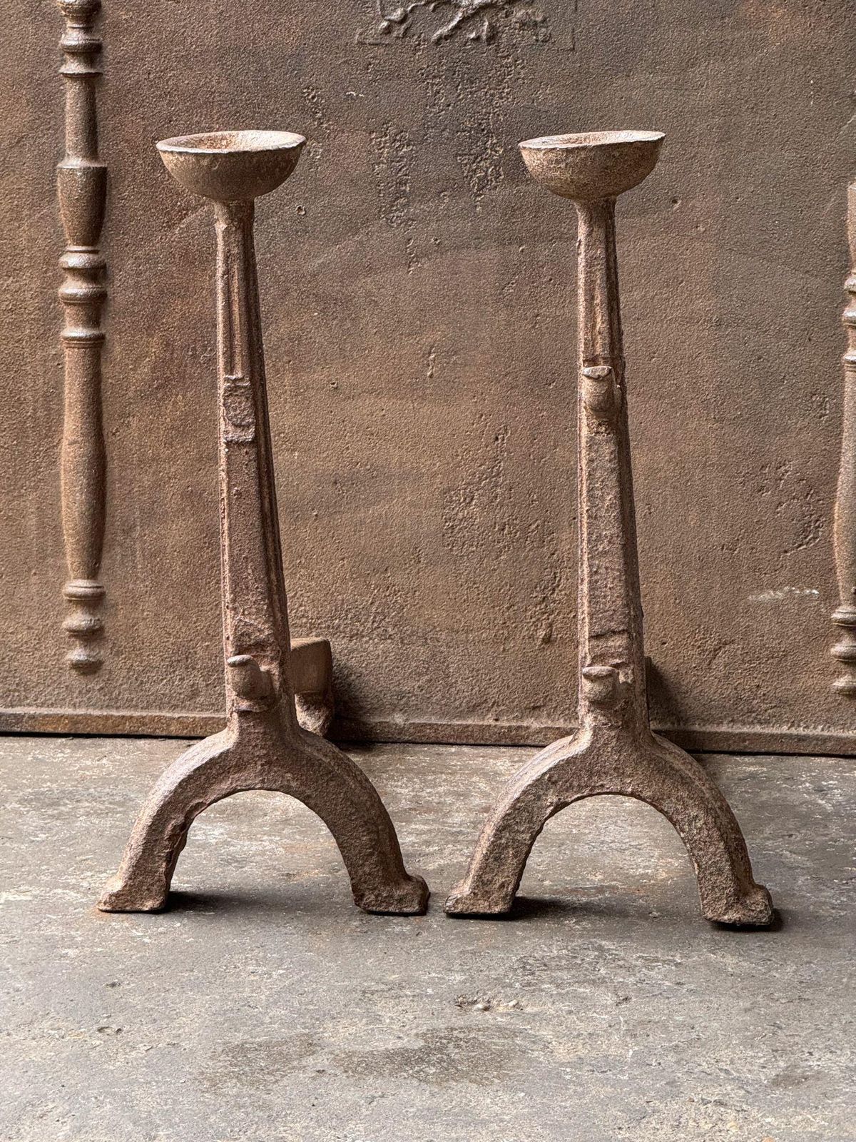 17th Century French Gothic Period Andirons Or Firedogs photo furniture
