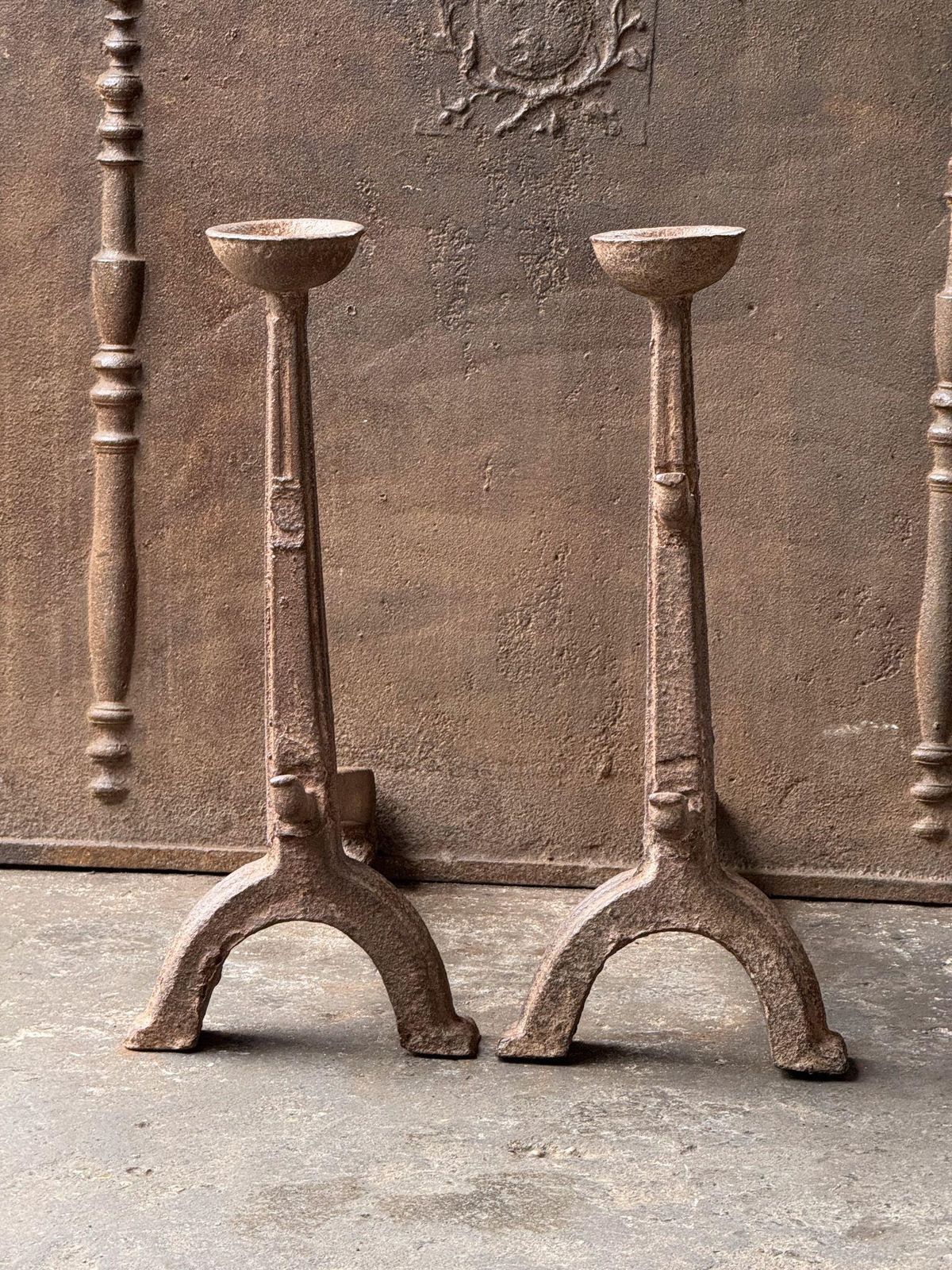 17th Century French Gothic Period Andirons Or Firedogs photo Home Fixtures