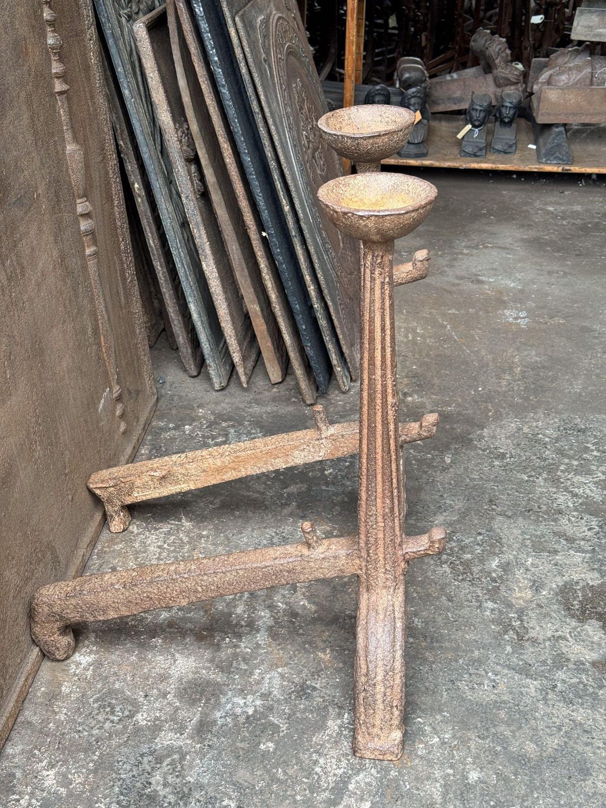photo for sale 17th Century French Gothic Period Andirons Or Firedogs