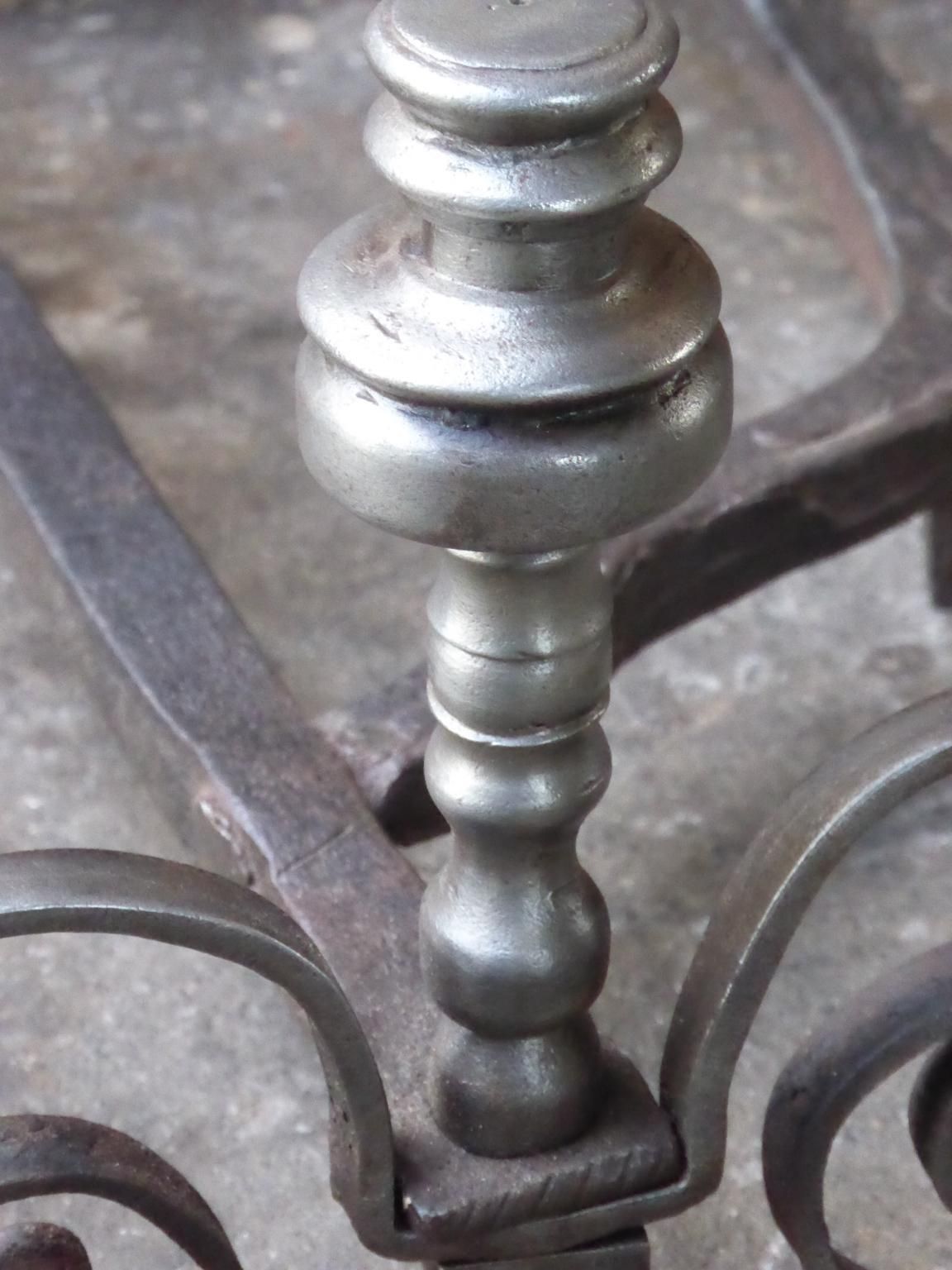 Hand Forged French Louis XV Andirons Or Firedogs, 18th Century photo buy