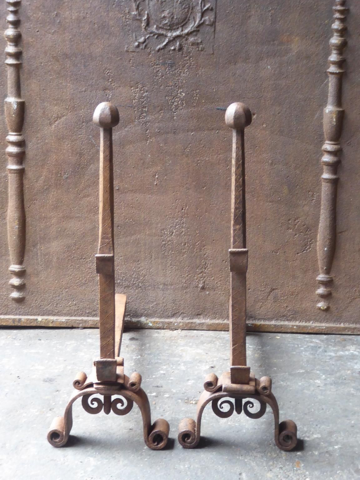 18th 19th Century French Louis XV Andirons Or Firedogs photo furniture