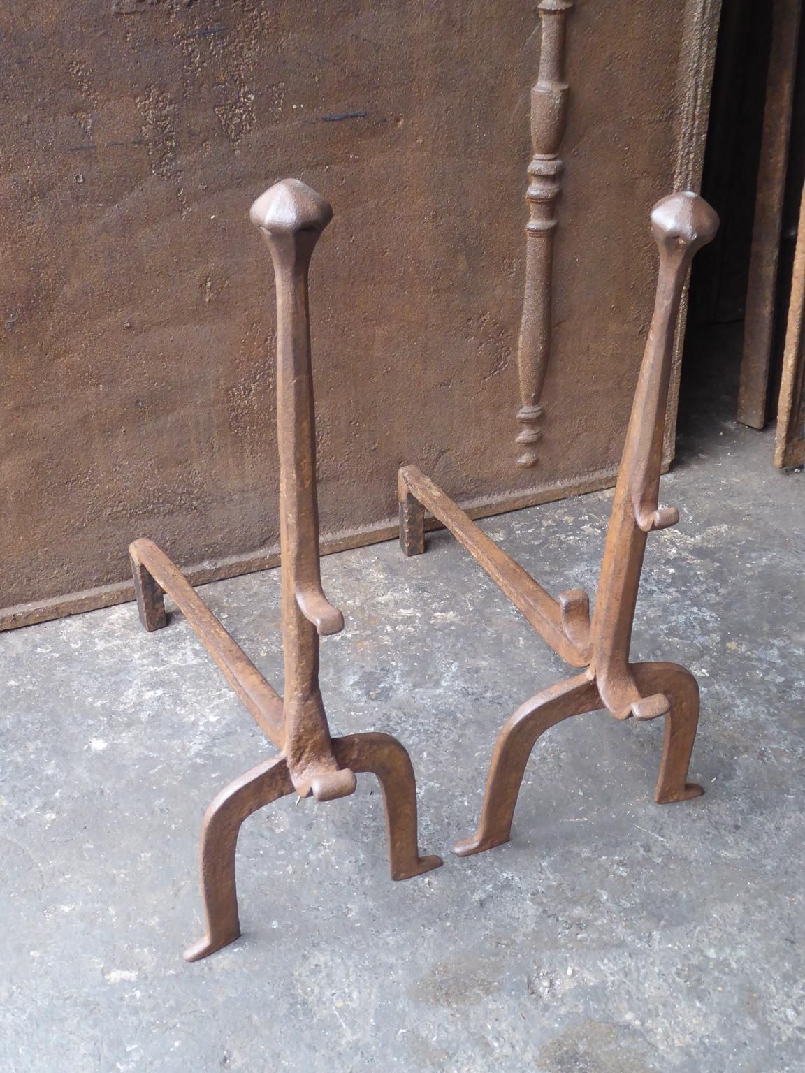 17th 18th Century French Gothic Andirons Or Firedogs photo for sale