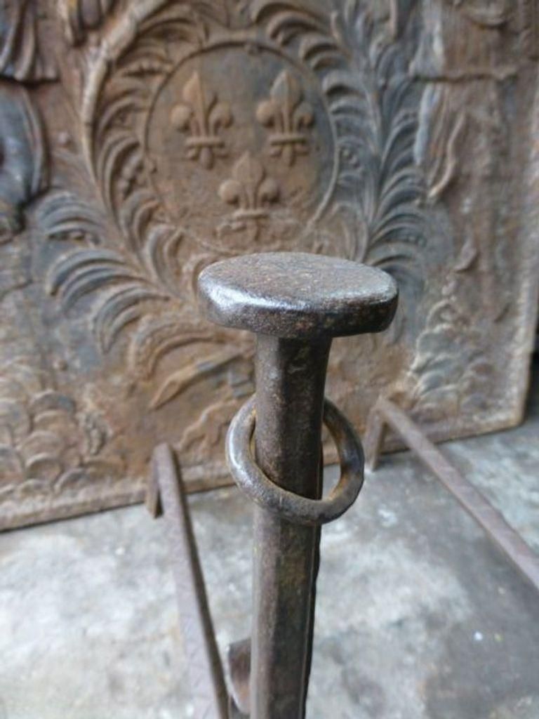 Large 18th Century French 'Marriage' Andirons, Firedogs photo Home Fixtures