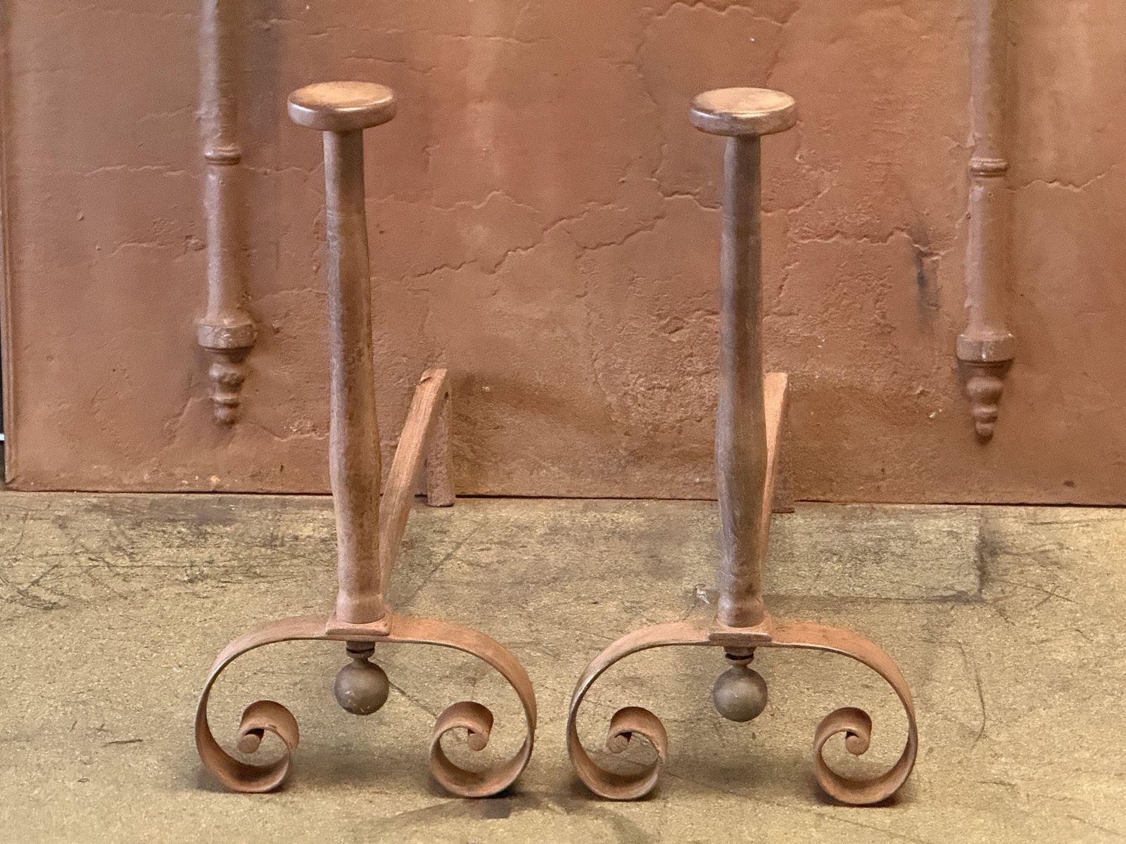 19th Century Large French Andirons, Firedogs, Victorian Period photo for sale
