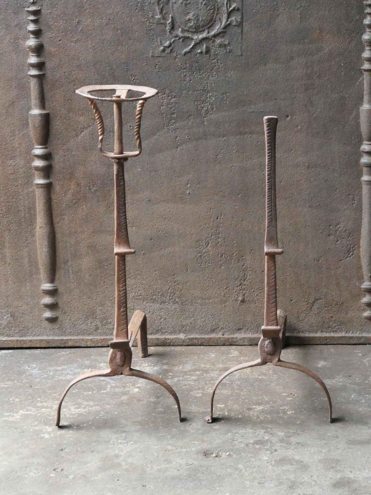 17th Century French Louis XIII Period Andirons, Firedogs, Landiers photo for sale