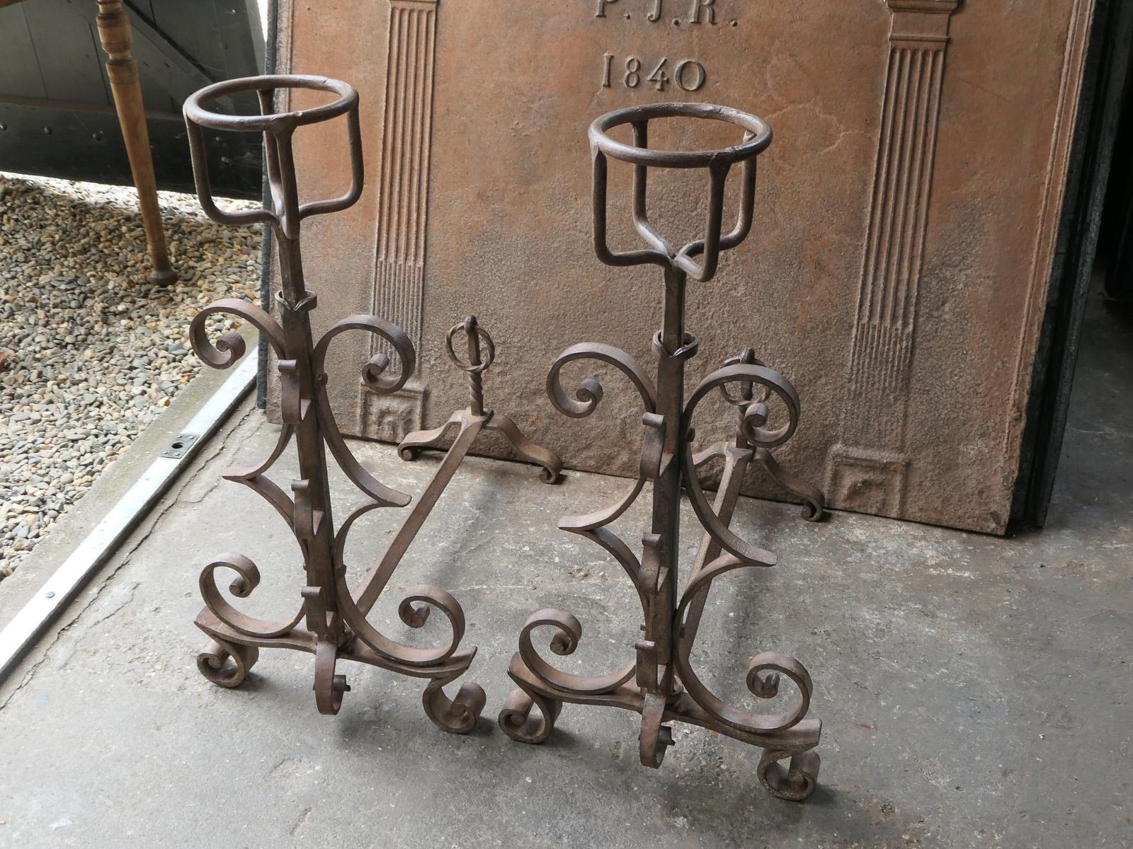 Large Antique French Napoleon III Andirons Or Firedogs, 19th Century photo for sale