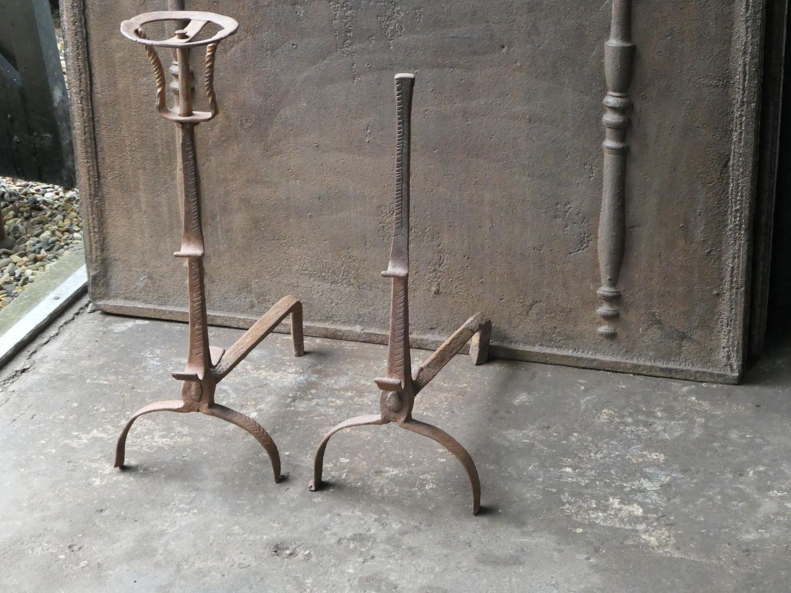 17th Century French Louis XIII Period Andirons, Firedogs, Landiers photo vinterior