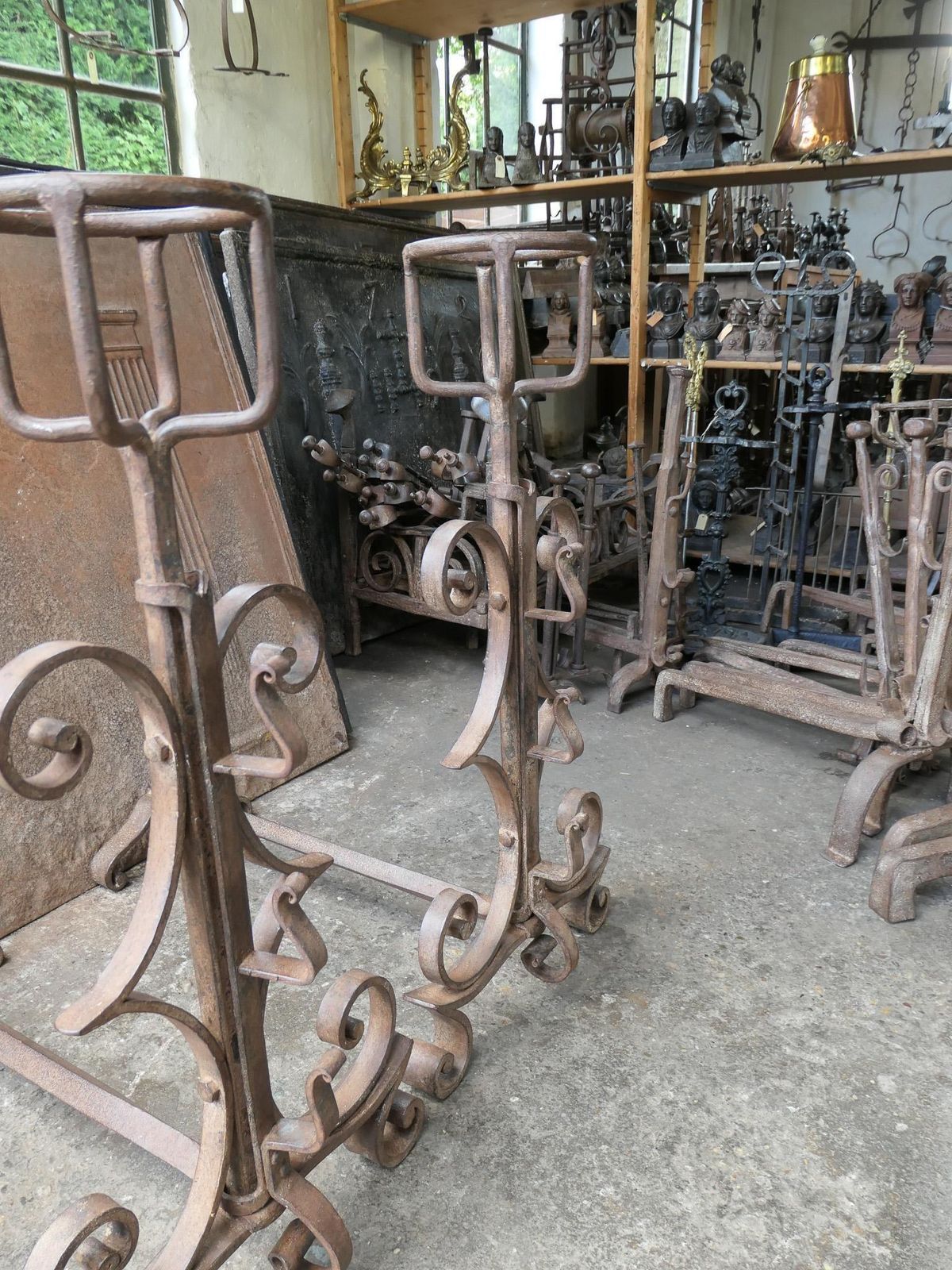 Large Antique French Napoleon III Andirons Or Firedogs, 19th Century photo vintage