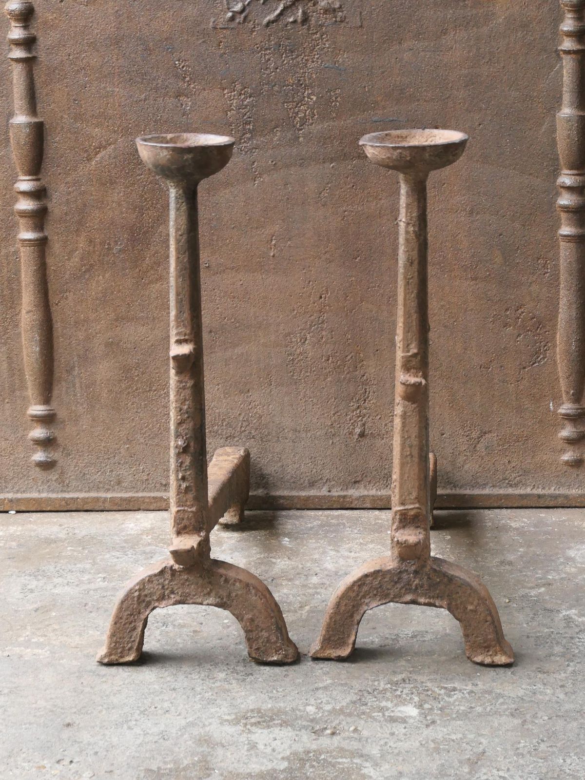 Large Antique Gothic Andirons Or Firedogs, 17th Century photo furniture