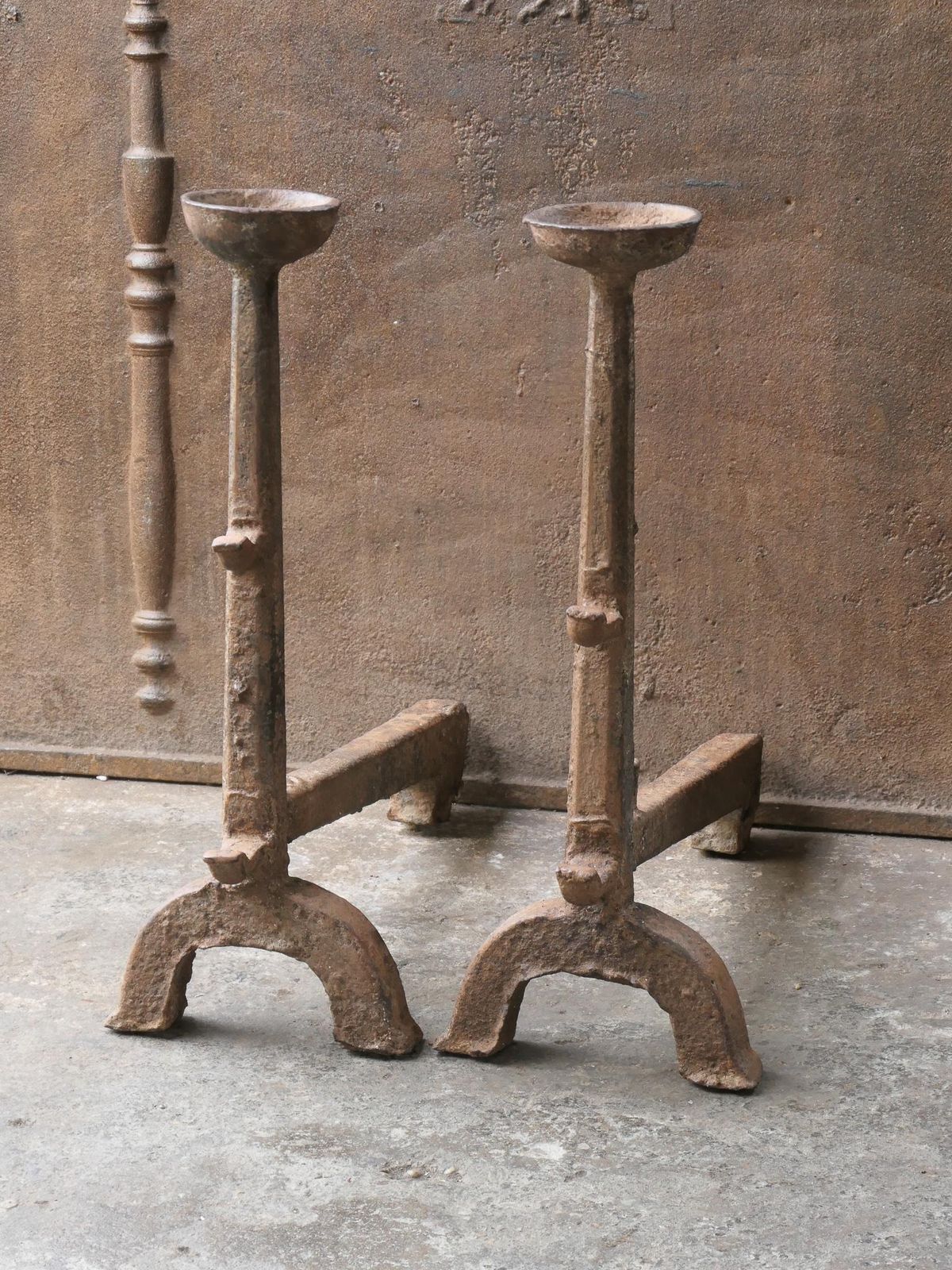 Large Antique Gothic Andirons Or Firedogs, 17th Century photo for sale