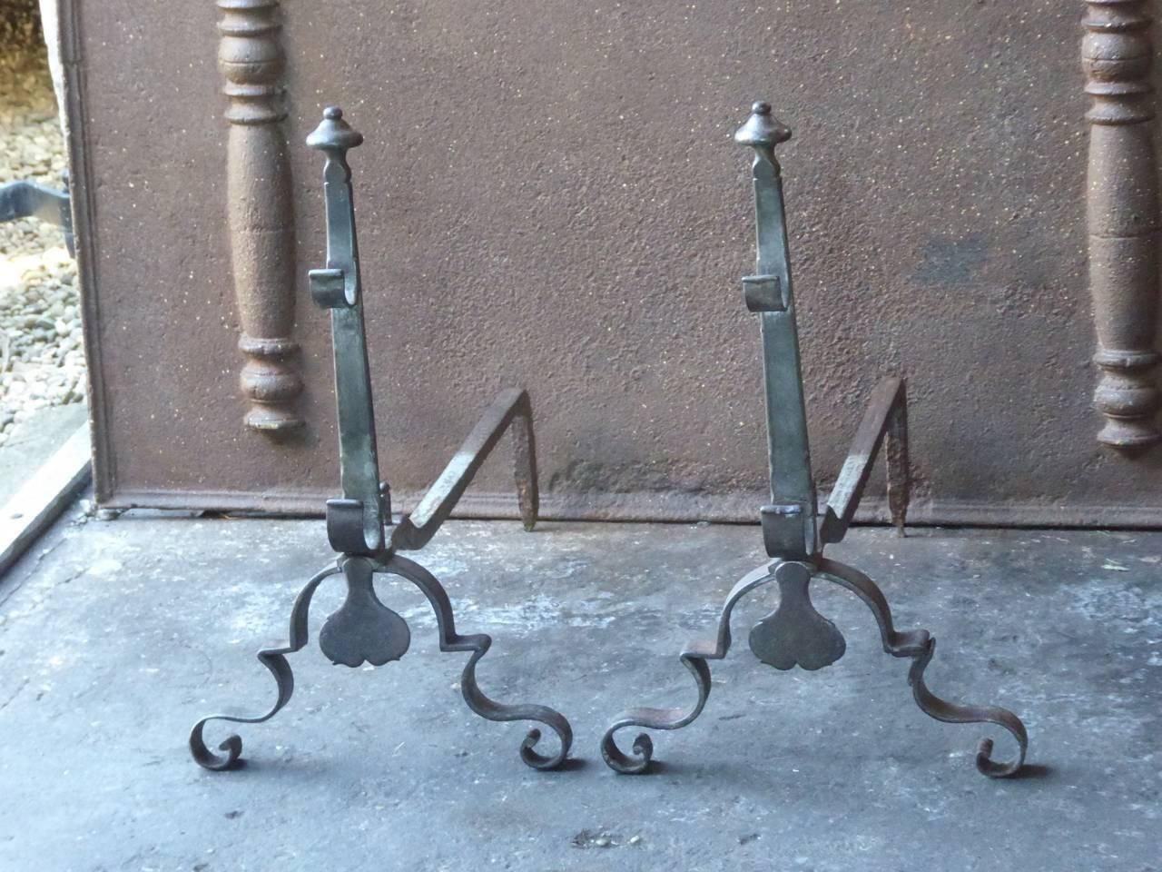 18th Century French Louis XV Andirons Or Firedogs photo for sale