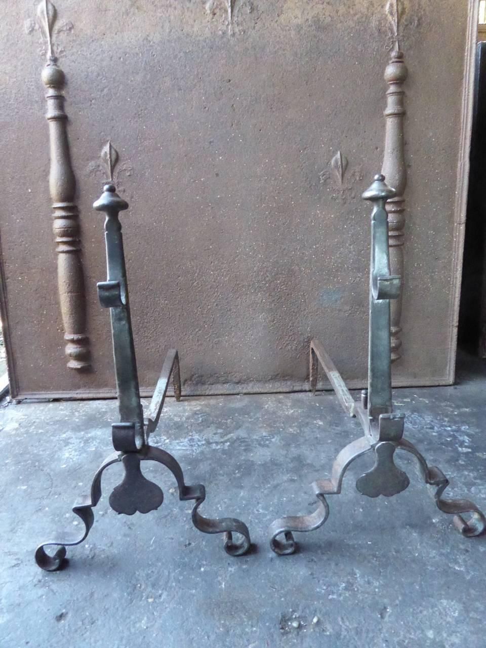 18th Century French Louis XV Andirons Or Firedogs photo Home Fixtures