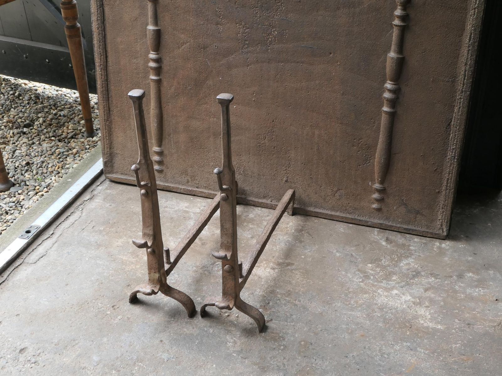 French 17th Century Gothic Period Andirons Or Firedogs photo vintage
