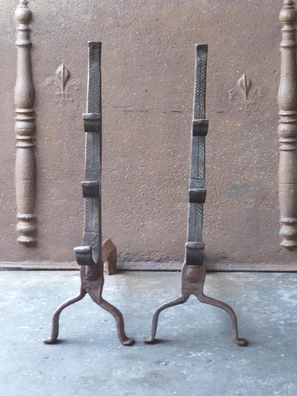 17th Century Large Louis XIII Andirons, Firedogs photo for sale