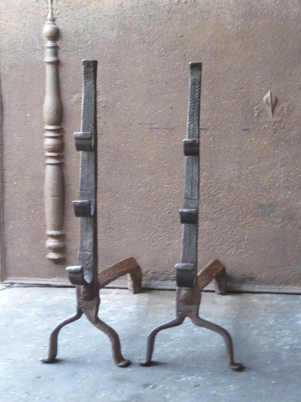 17th Century Large Louis XIII Andirons, Firedogs photo Home Fixtures